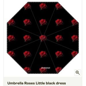 Black Umbrella with Red Rose Pattern